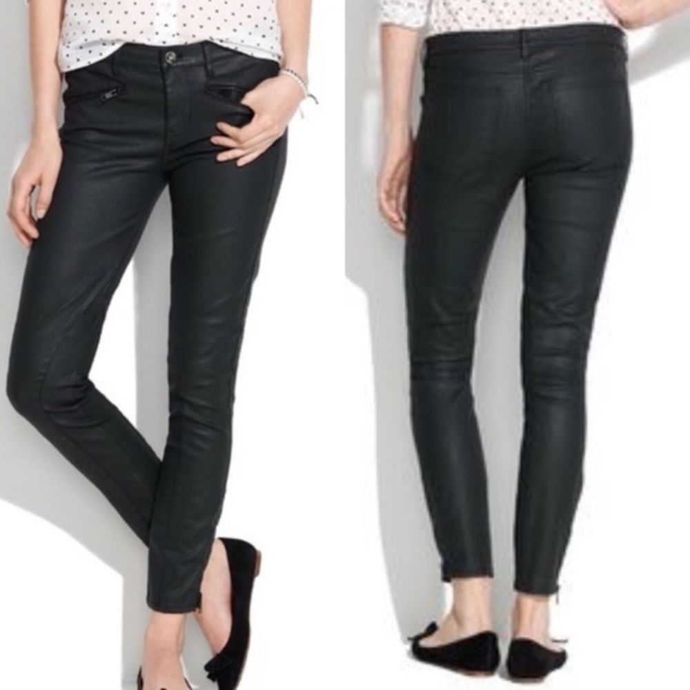 Madewell Skinny Ankle Coated Motorcycle Jeans Size 27